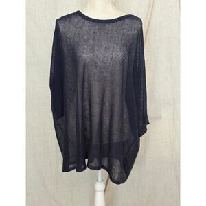 Eileen Fisher Knit Sheer Long Sleeve Linen Sweater Size M